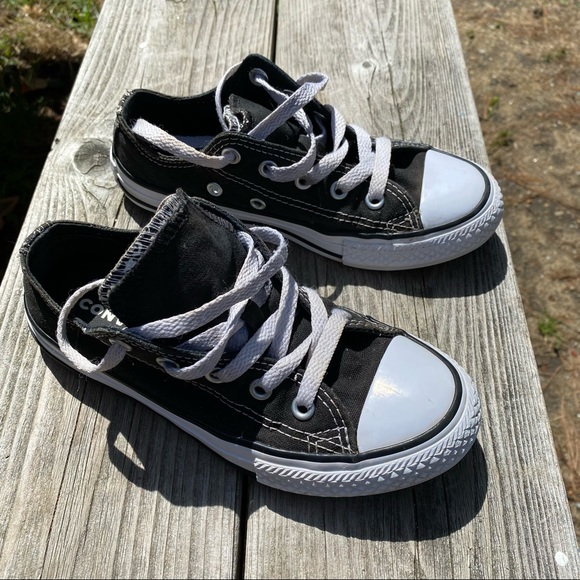 Converse kids 13 black low top sneakers boys girls - Picture 5 of 7